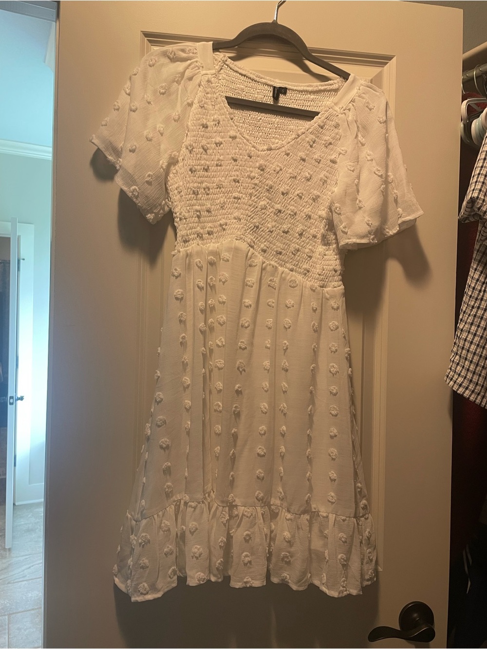 White Ruffle Pom-Pom Dress - Picture 3 of 3